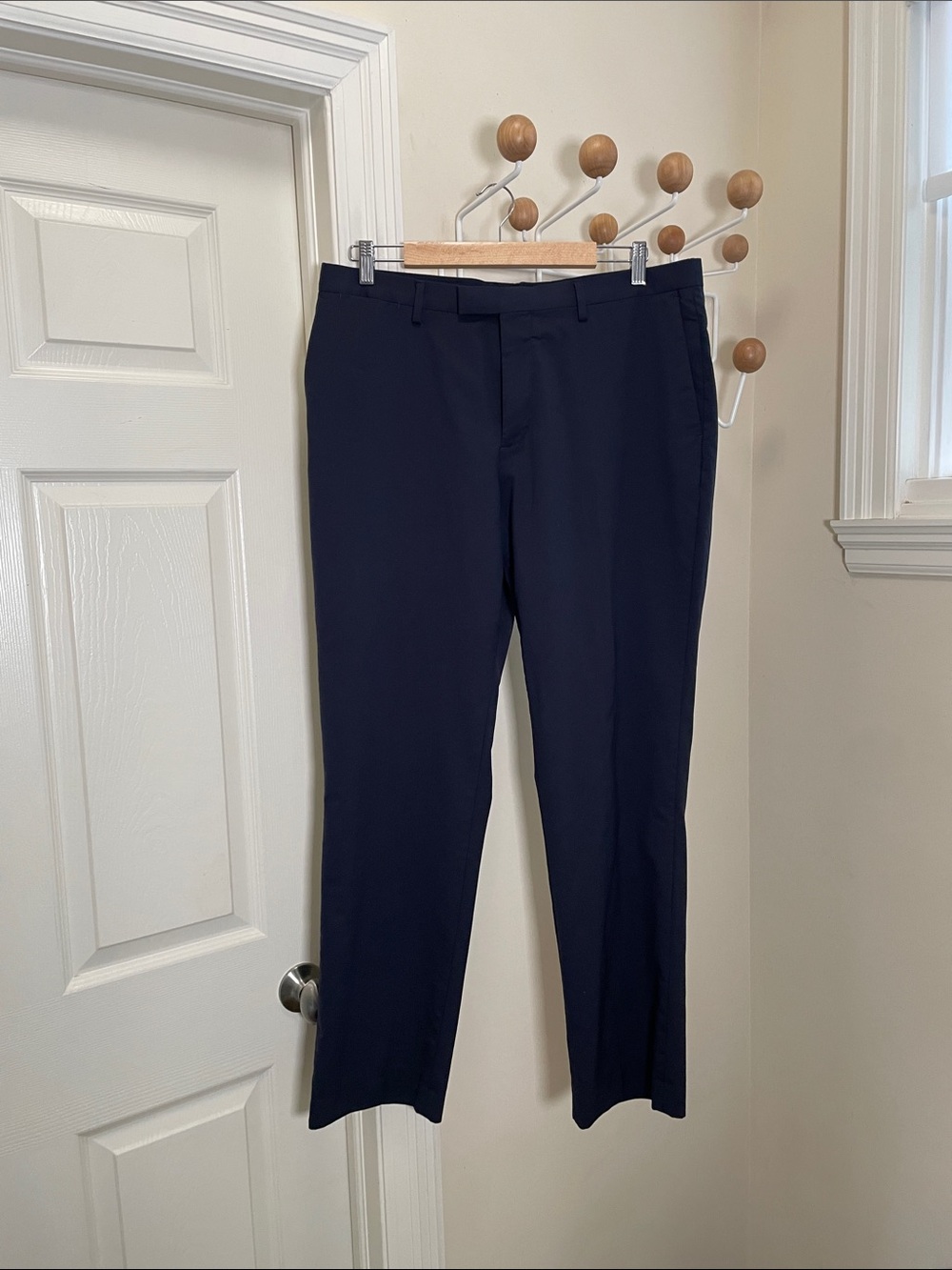Banana Republic Slim Fit Wool Blend Straight Legged Dress Navy - 36x32